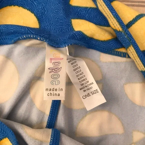 Lularoe Leggings Tights One Size Half Circles Print Blue Yellow - Picture 7 of 9